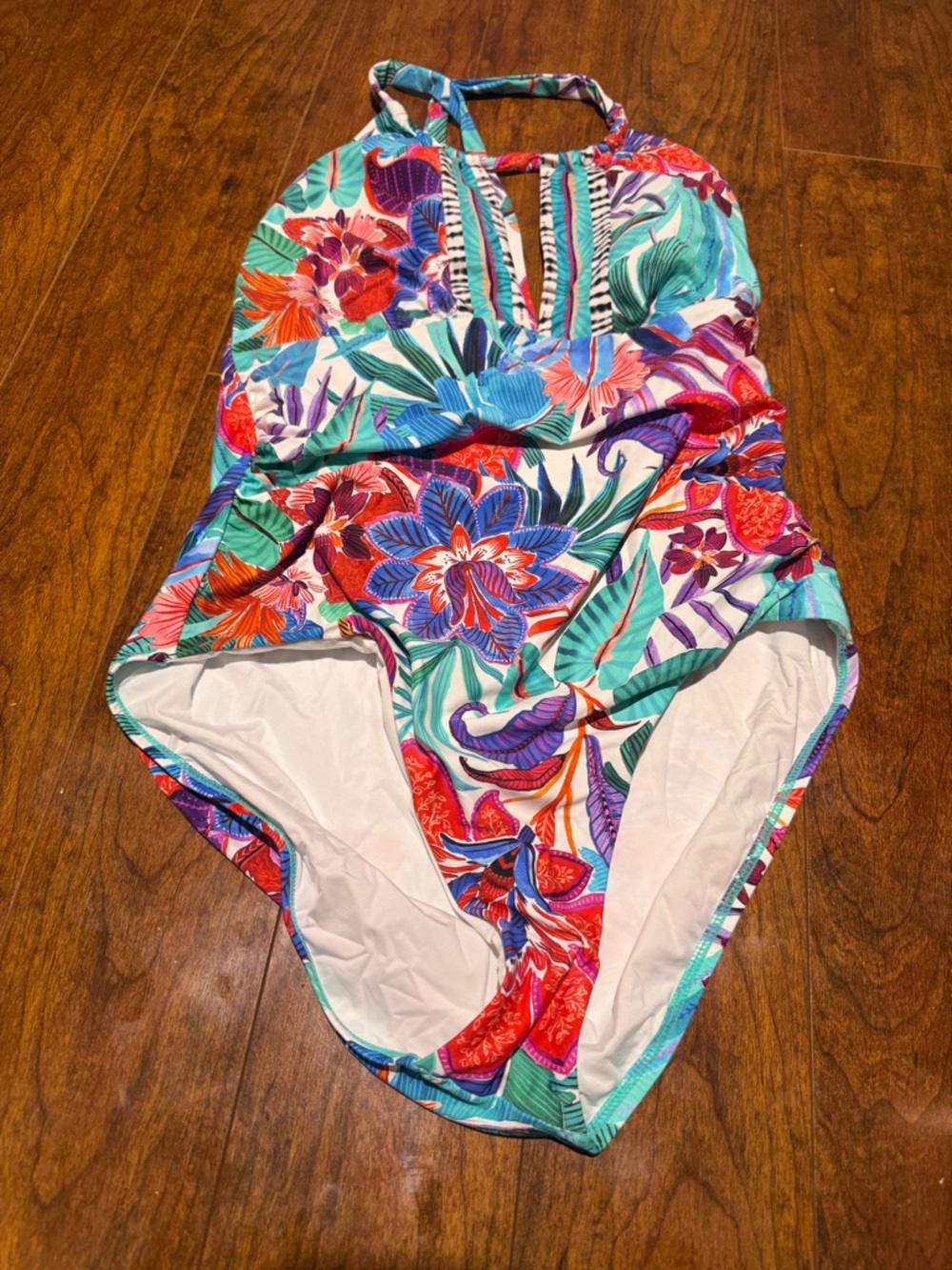 La Blanca Floral Halter One-Piece Swimsuit - Multicolor Size 16